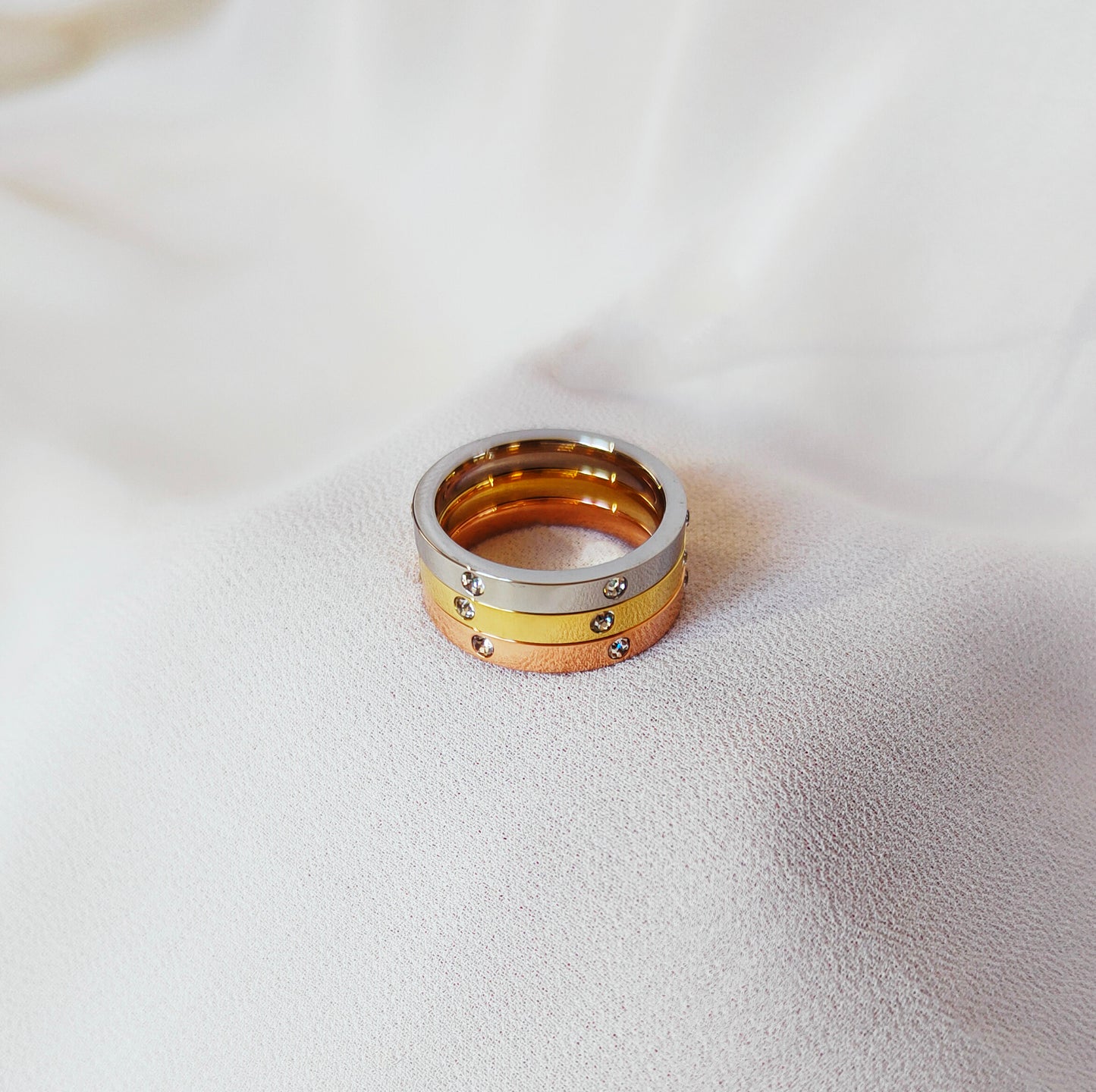 Bague trio strass