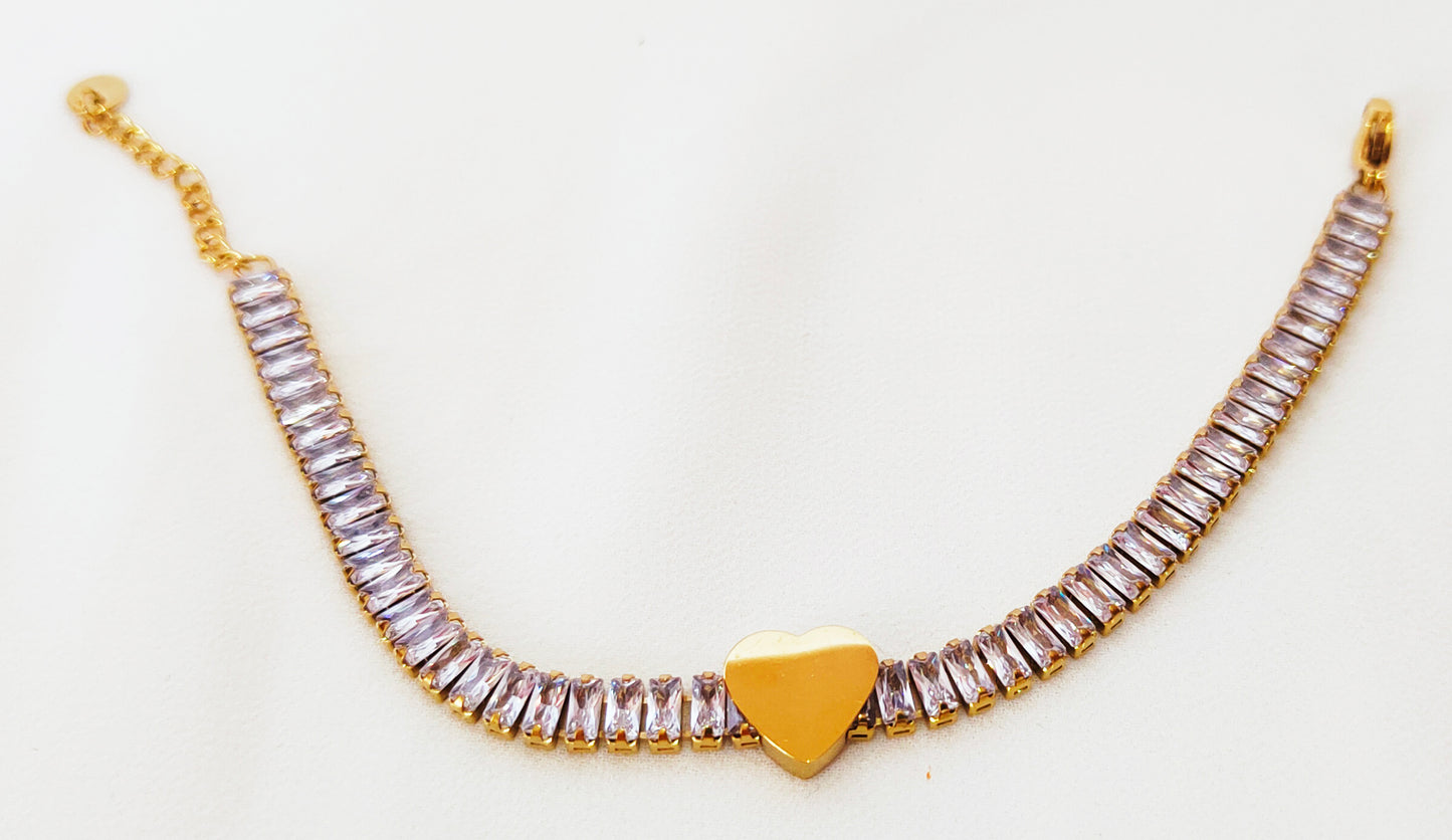 Gourmette coeur étincelant - 22 cm