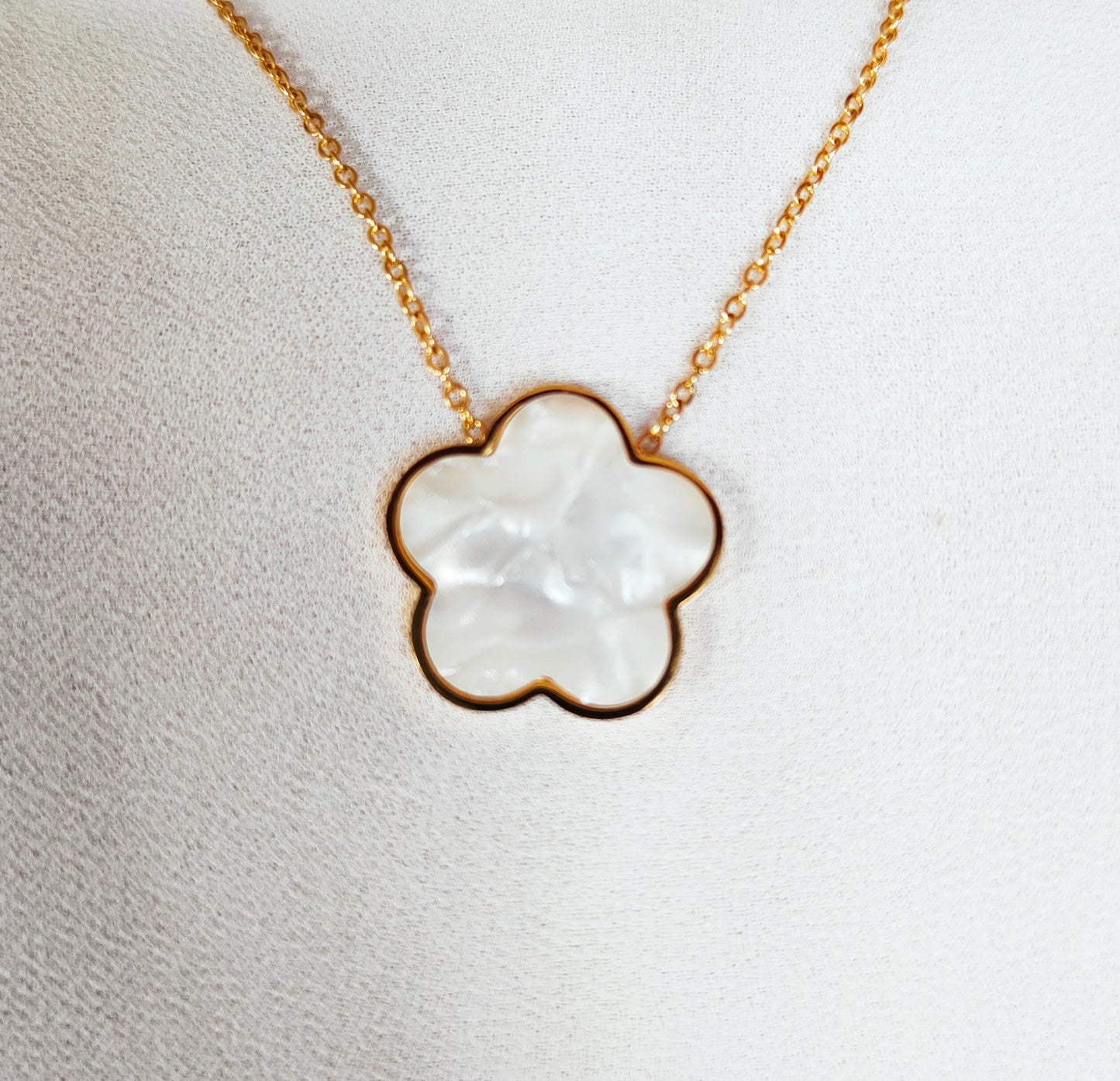 Collier double flower nacré