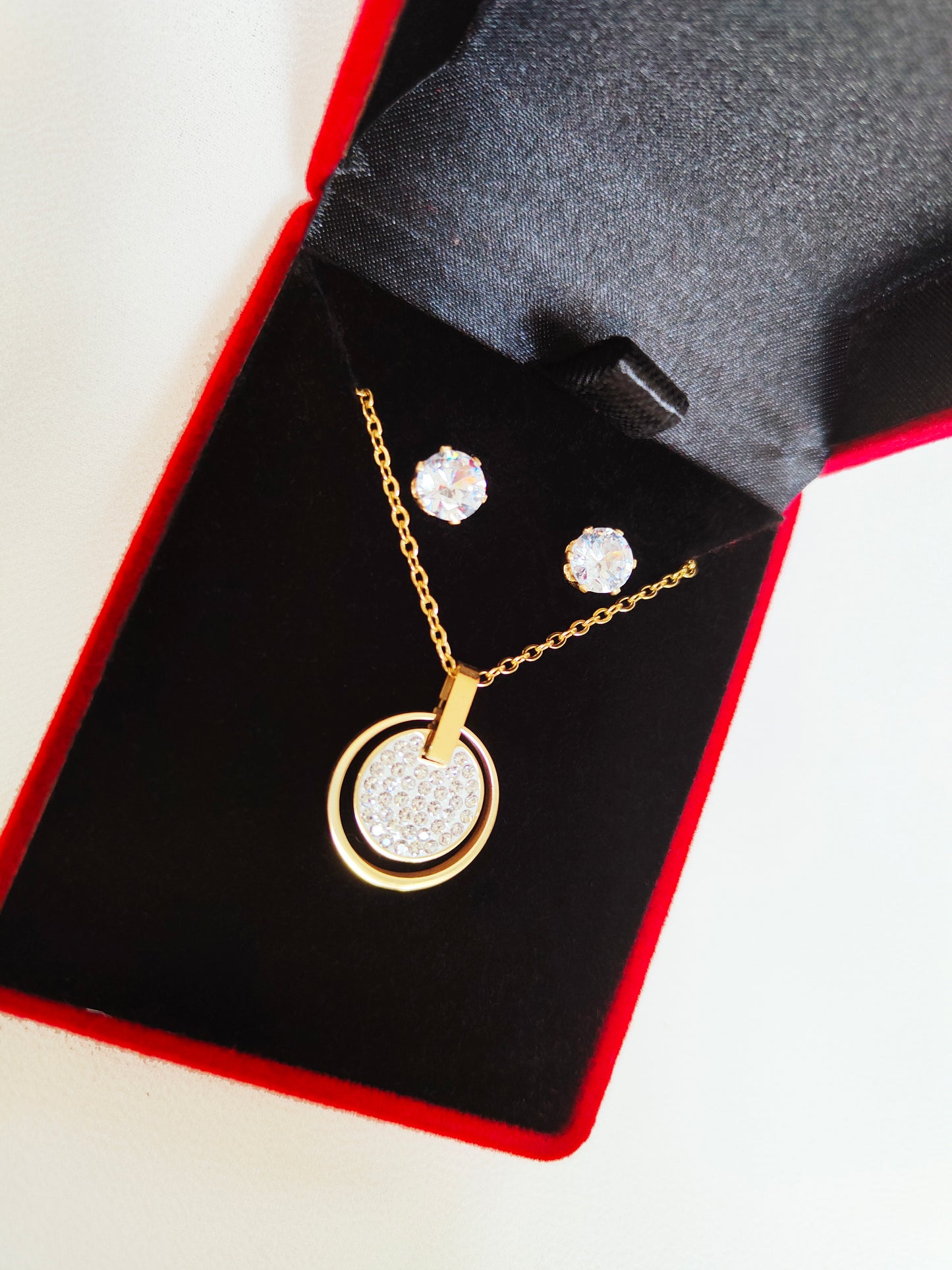 Coffret double cercle strassé