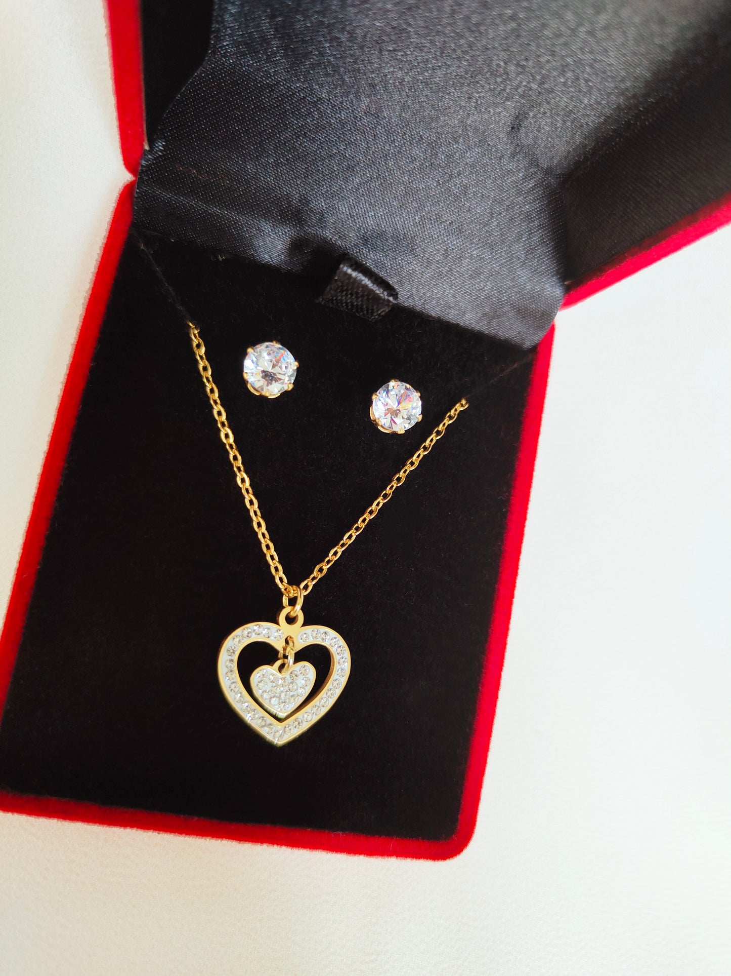 Coffret double coeur strass