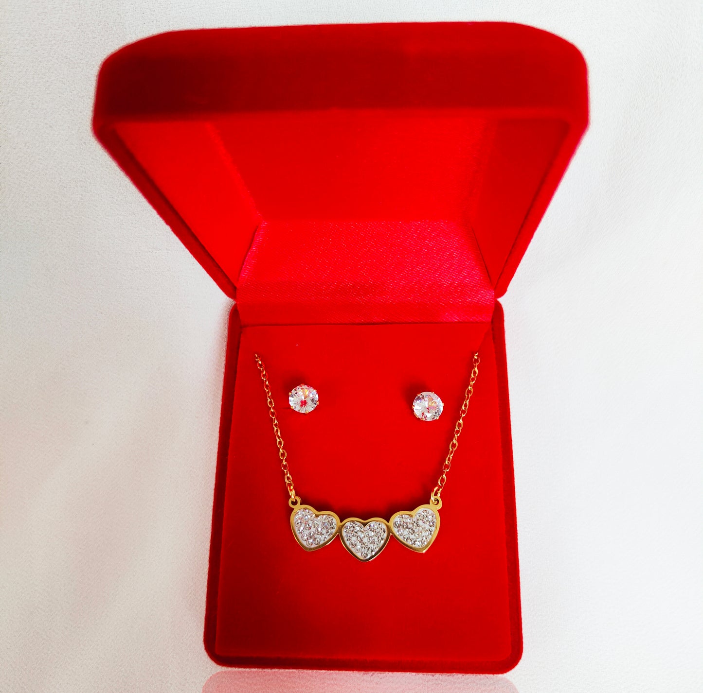 Coffret trio de coeur strassé