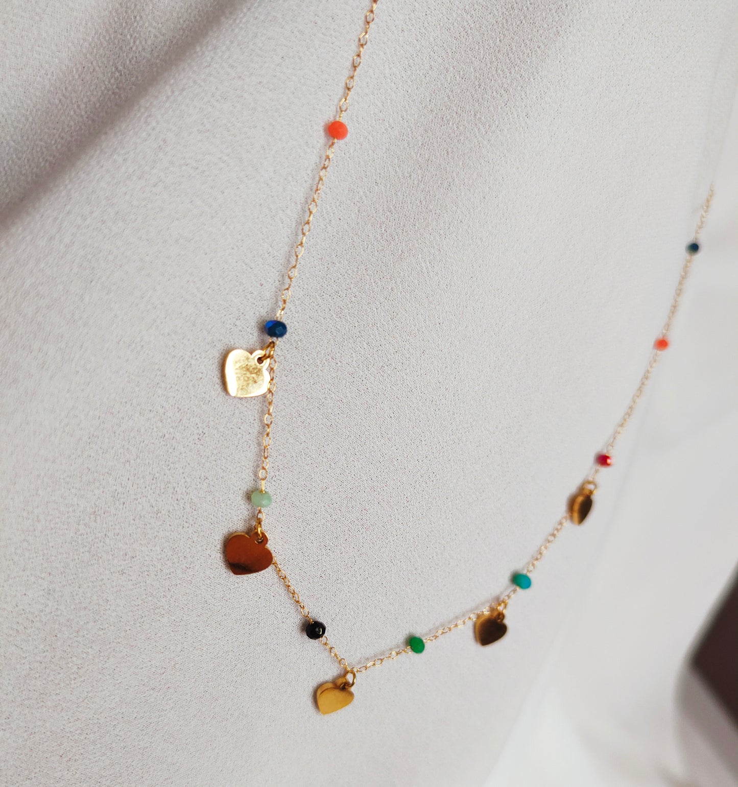 Collier coeur multicolore