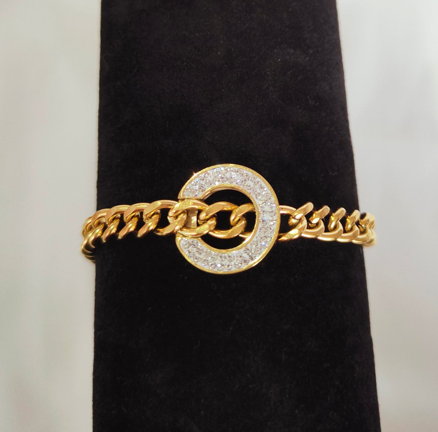 Bracelet chaine rond strass