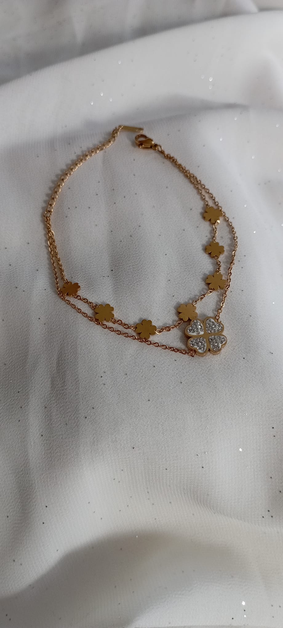 Bracelet double Fleure strass