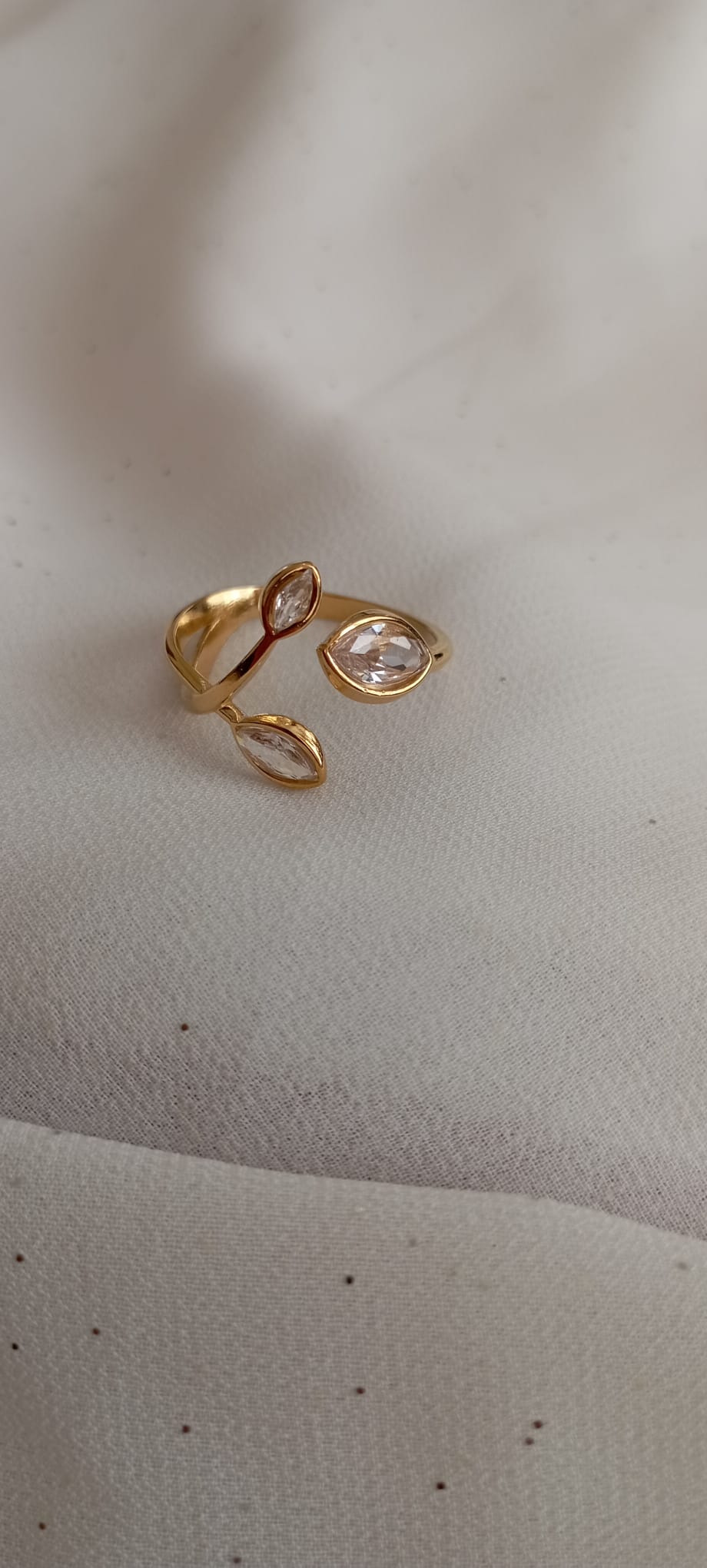 Bague Feuille Strass