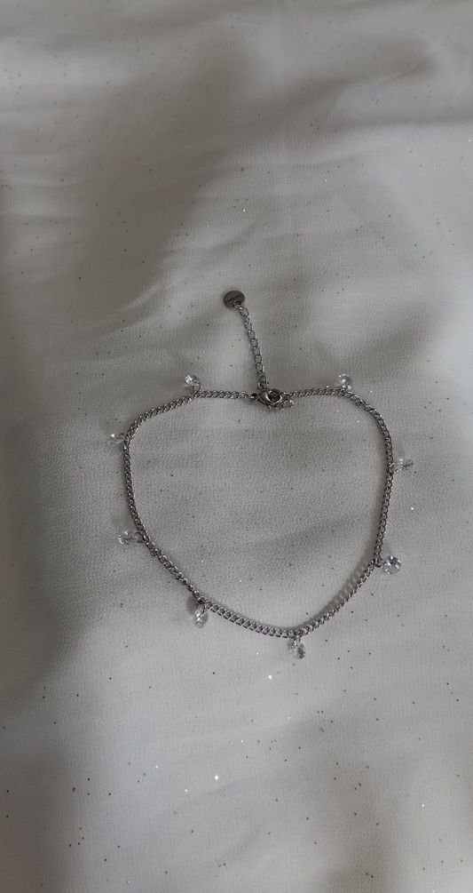 Chaîne de cheville Strass silver