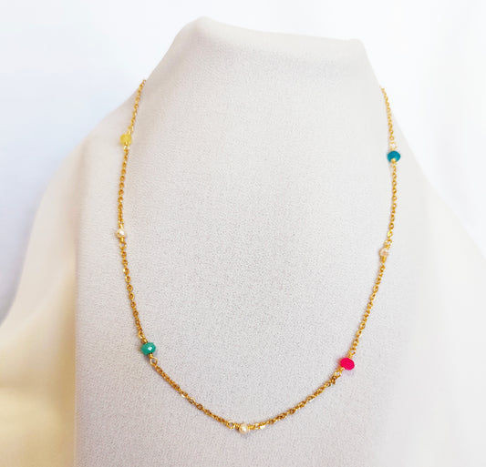Collier perles multicolores