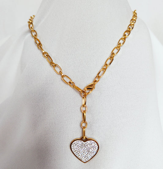 Chaine coeur strass