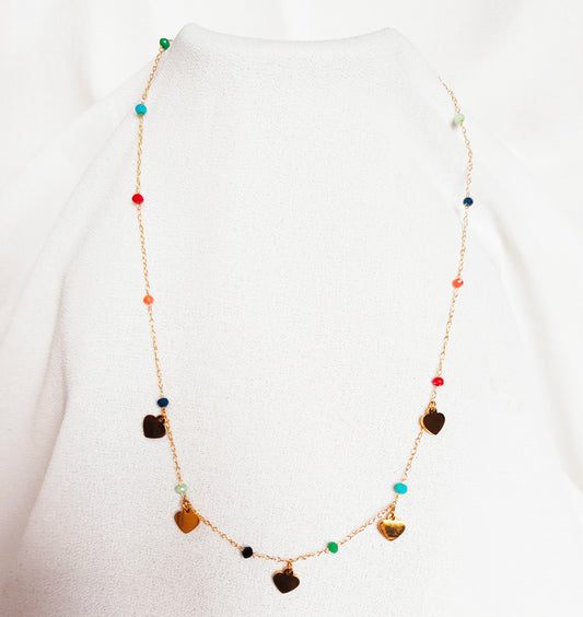 Collier coeur multicolore