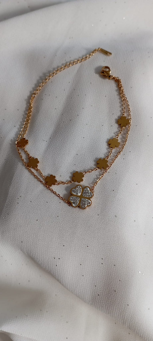 Bracelet double Fleure strass