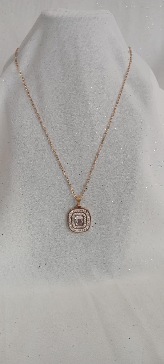 Collier Cercle strass en acier Inoxydable