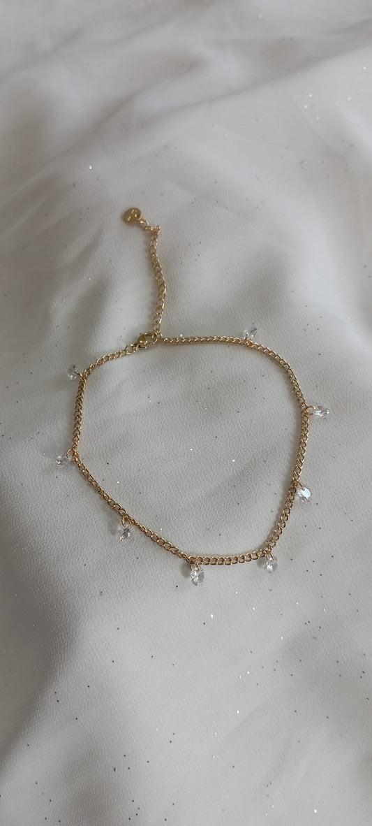 Chaîne de cheville Strass Gold